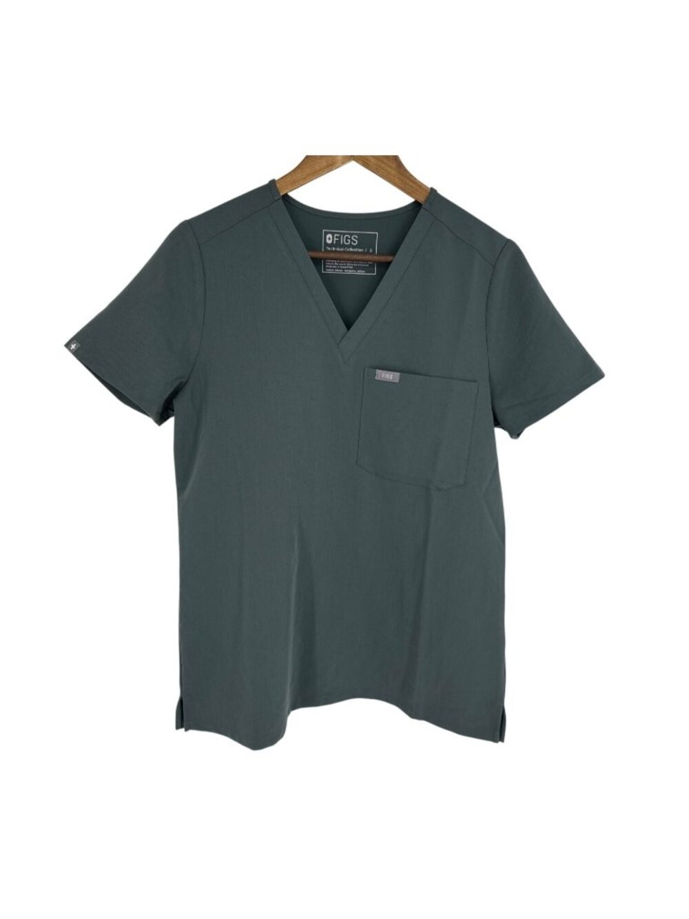 Figs Technical Collection Catarina Dark Green V-Neck Short Sleeve Scrub Top Sz S